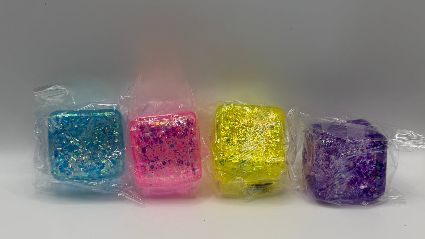 Set of 4 Glitter Cube Squishies